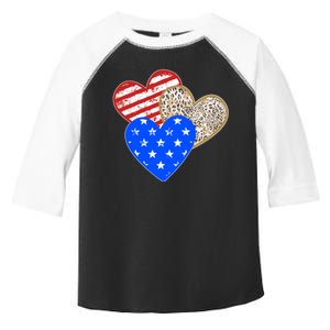 Patriotic Leopard Print Stars And Stripes Hearts Toddler Fine Jersey T-Shirt