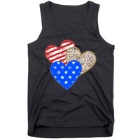 Patriotic Leopard Print Stars And Stripes Hearts Tank Top