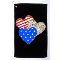 Patriotic Leopard Print Stars And Stripes Hearts Golf Towel