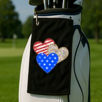 Patriotic Leopard Print Stars And Stripes Hearts Golf Towel