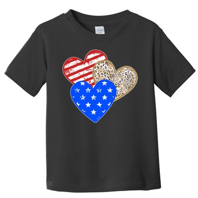 Patriotic Leopard Print Stars And Stripes Hearts Toddler T-Shirt