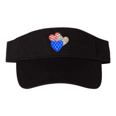 Patriotic Leopard Print Stars And Stripes Hearts Valucap Bio-Washed Visor