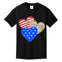 Patriotic Leopard Print Stars And Stripes Hearts Kids T-Shirt
