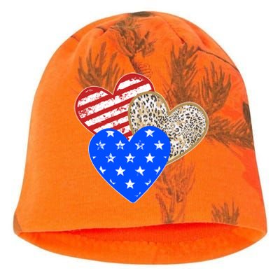 Patriotic Leopard Print Stars And Stripes Hearts Kati - Camo Knit Beanie