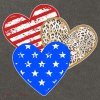 Patriotic Leopard Print Stars And Stripes Hearts Cotton Canvas Backpack