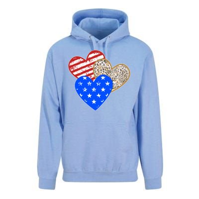 Patriotic Leopard Print Stars And Stripes Hearts Unisex Surf Hoodie