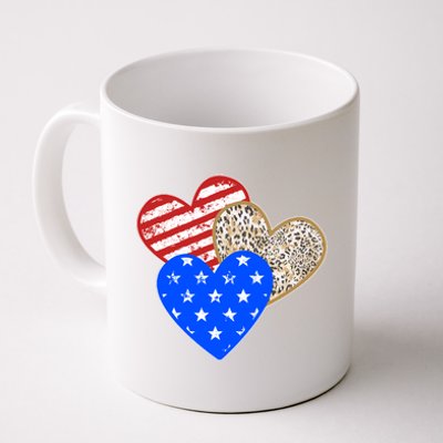 Patriotic Leopard Print Stars And Stripes Hearts Coffee Mug