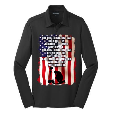 Patriotic Memorial Day United States Flag Silk Touch Performance Long Sleeve Polo