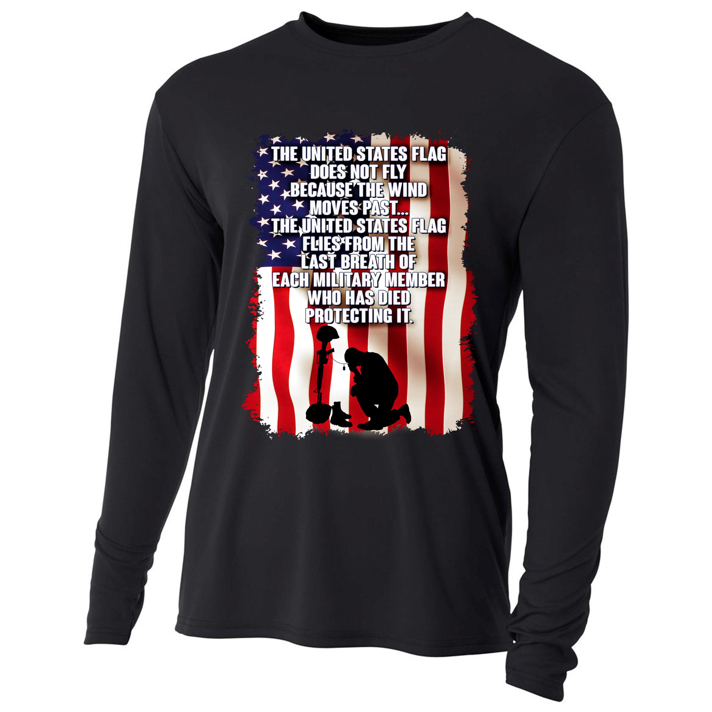 Patriotic Memorial Day United States Flag Cooling Performance Long Sleeve Crew