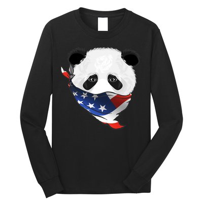 Patriotic Panda American Bandanna Flag Long Sleeve Shirt