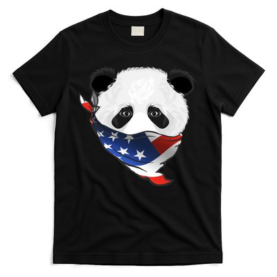 Patriotic Panda American Bandanna Flag T-Shirt