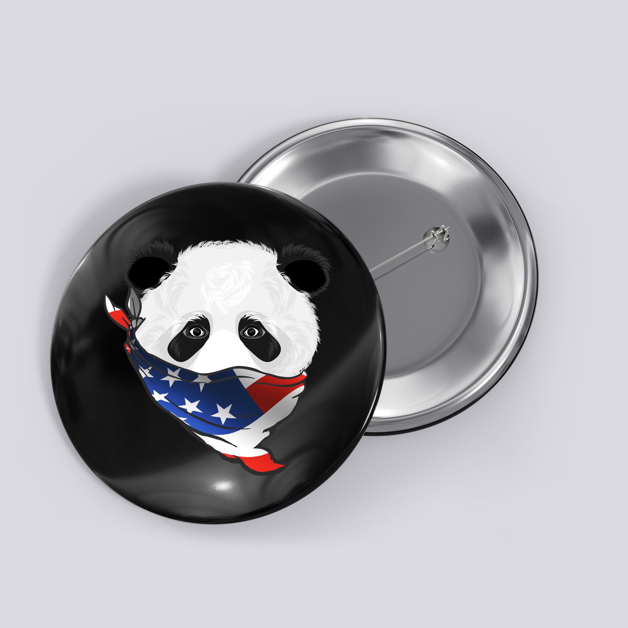 Patriotic Panda American Bandanna Flag Button