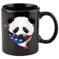 Patriotic Panda American Bandanna Flag 11oz C Handle Ceramic Mug