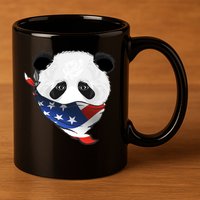 Patriotic Panda American Bandanna Flag 11oz C Handle Ceramic Mug