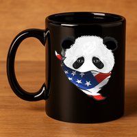 Patriotic Panda American Bandanna Flag 11oz C Handle Ceramic Mug