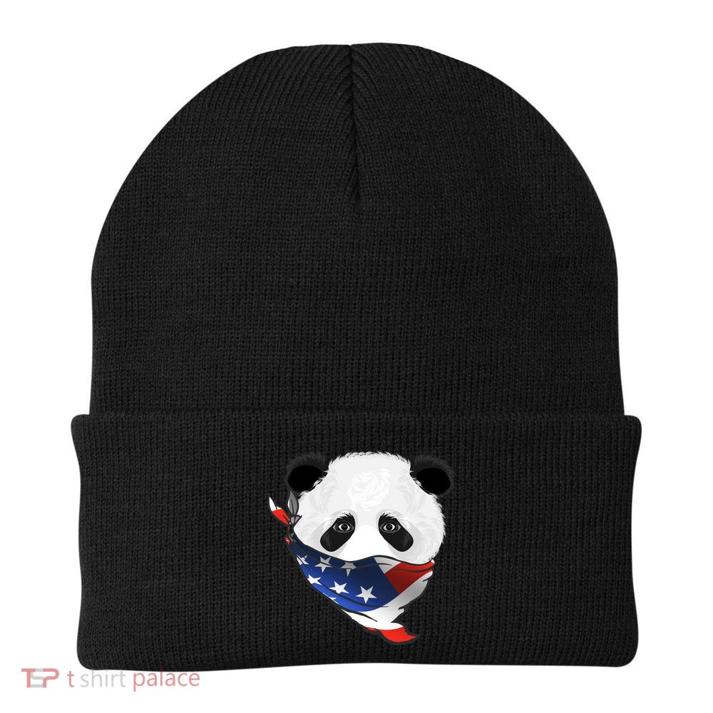 Patriotic Panda American Bandanna Flag Beanie