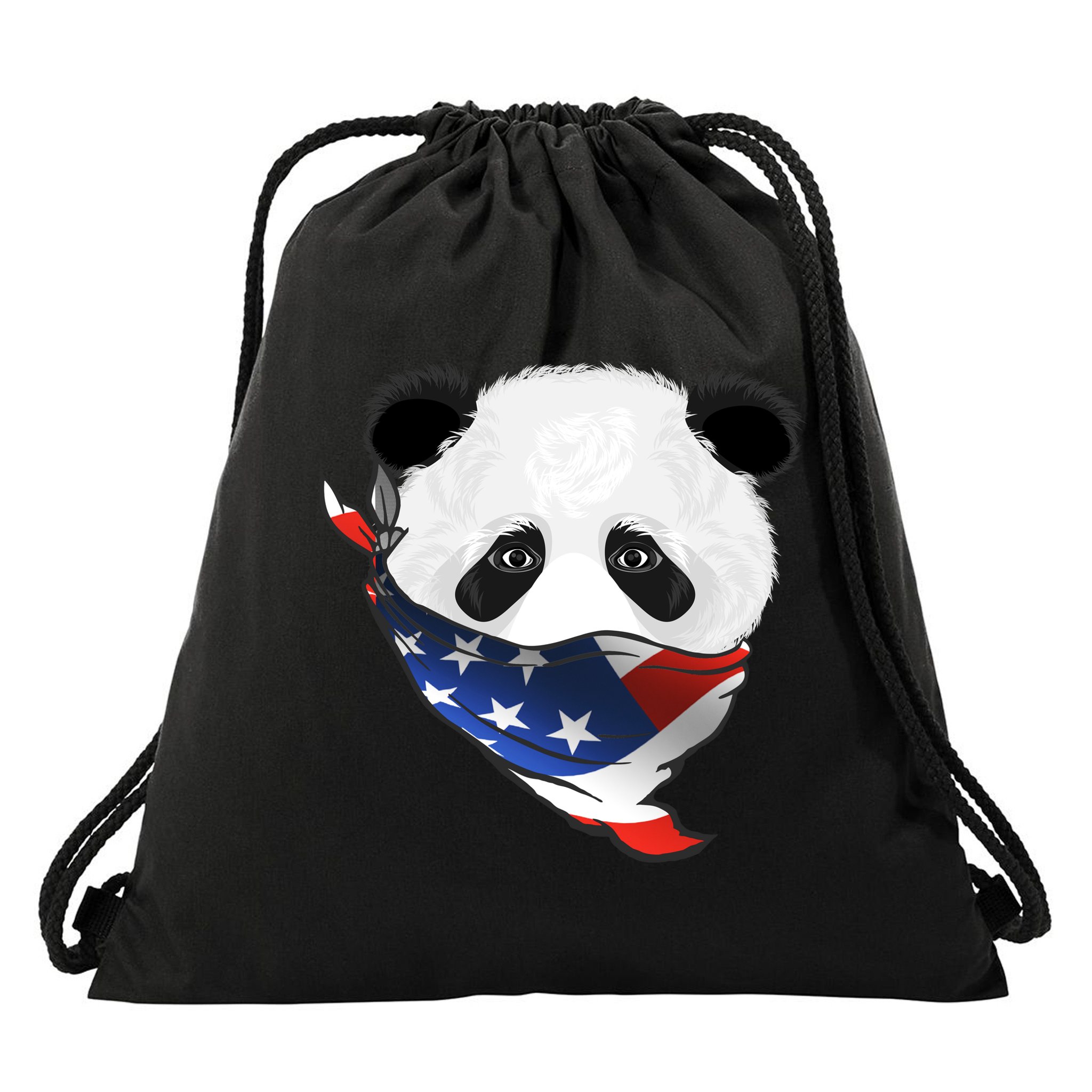 Patriotic Panda American Bandanna Flag Drawstring Bag