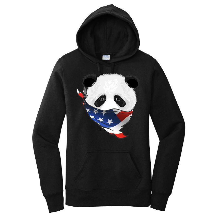 Patriotic Panda American Bandanna Flag Women's Pullover Hoodie