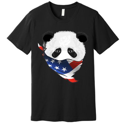 Patriotic Panda American Bandanna Flag Premium T-Shirt