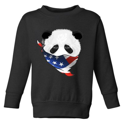 Patriotic Panda American Bandanna Flag Toddler Sweatshirt