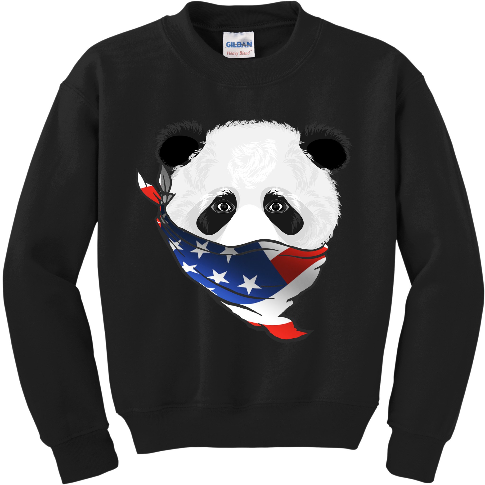 Patriotic Panda American Bandanna Flag Kids Sweatshirt