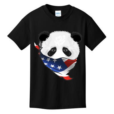 Patriotic Panda American Bandanna Flag Kids T-Shirt