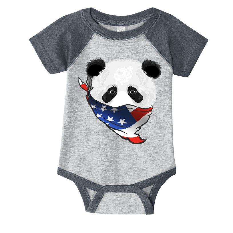 Patriotic Panda American Bandanna Flag Infant Baby Jersey Bodysuit