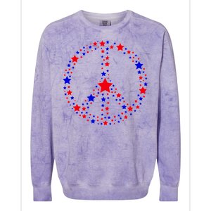 Patriotic Peace Sign Stars Colorblast Crewneck Sweatshirt