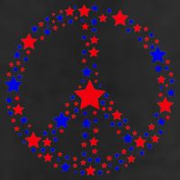 Patriotic Peace Sign Stars 7 Panel Mesh Trucker Snapback Hat