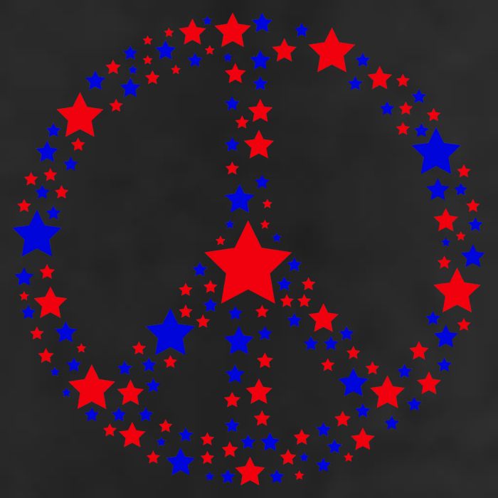 Patriotic Peace Sign Stars 7 Panel Mesh Trucker Snapback Hat