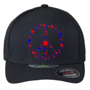 Patriotic Peace Sign Stars Flexfit Unipanel Trucker Cap