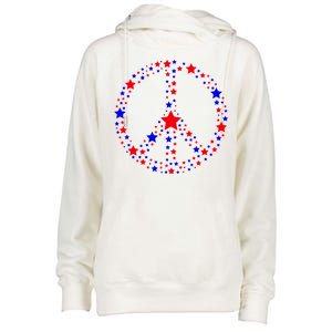 Patriotic Peace Sign Stars Womens Funnel Neck Pullover Hood