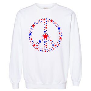 Patriotic Peace Sign Stars Garment-Dyed Sweatshirt