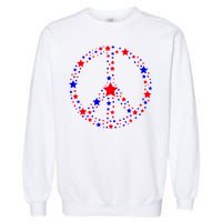 Patriotic Peace Sign Stars Garment-Dyed Sweatshirt