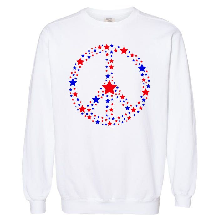 Patriotic Peace Sign Stars Garment-Dyed Sweatshirt