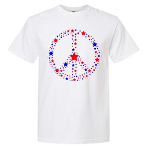 Patriotic Peace Sign Stars Garment-Dyed Heavyweight T-Shirt