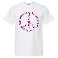 Patriotic Peace Sign Stars Garment-Dyed Heavyweight T-Shirt