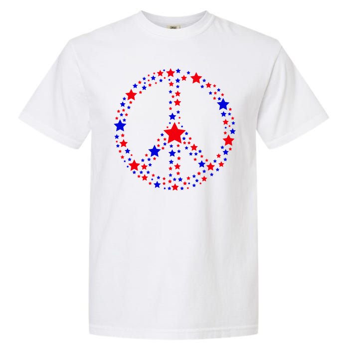 Patriotic Peace Sign Stars Garment-Dyed Heavyweight T-Shirt