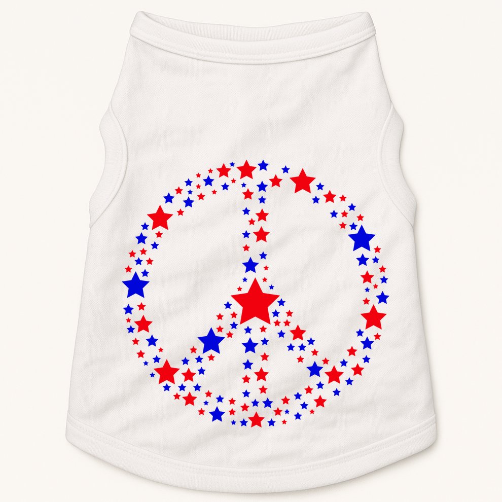 Patriotic Peace Sign Stars Doggie Tank