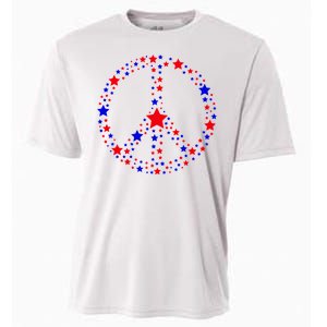 Patriotic Peace Sign Stars Cooling Performance Crew T-Shirt