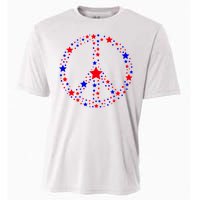 Patriotic Peace Sign Stars Cooling Performance Crew T-Shirt