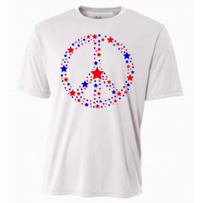 Patriotic Peace Sign Stars Cooling Performance Crew T-Shirt