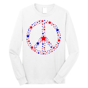 Patriotic Peace Sign Stars Long Sleeve Shirt