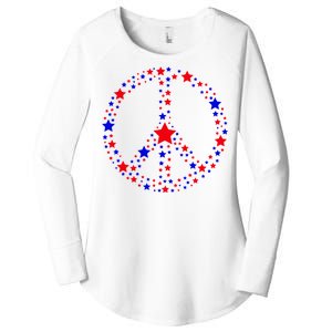 Patriotic Peace Sign Stars Women's Perfect Tri Tunic Long Sleeve Shirt