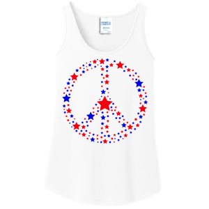 Patriotic Peace Sign Stars Ladies Essential Tank