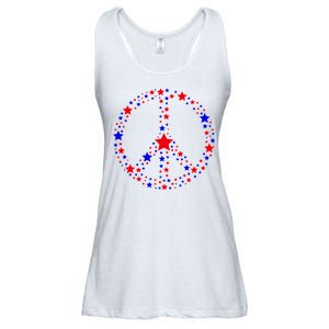 Patriotic Peace Sign Stars Ladies Essential Flowy Tank