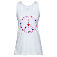 Patriotic Peace Sign Stars Ladies Essential Flowy Tank