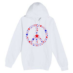 Patriotic Peace Sign Stars Premium Pullover Hoodie