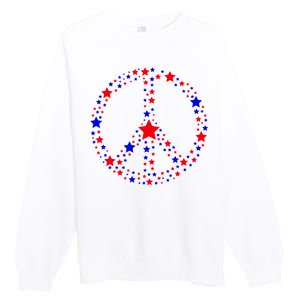 Patriotic Peace Sign Stars Premium Crewneck Sweatshirt