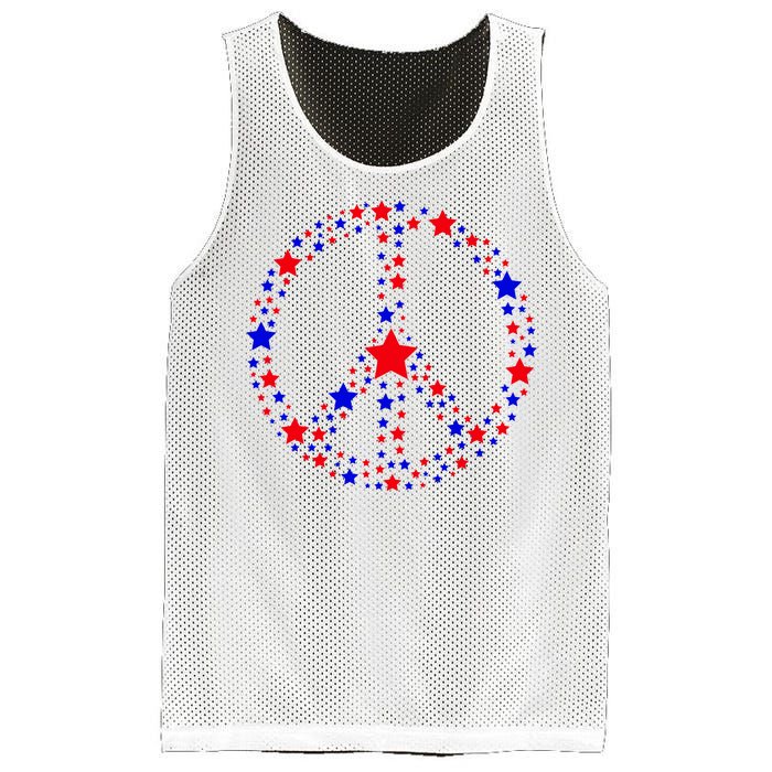 Patriotic Peace Sign Stars Mesh Reversible Basketball Jersey Tank